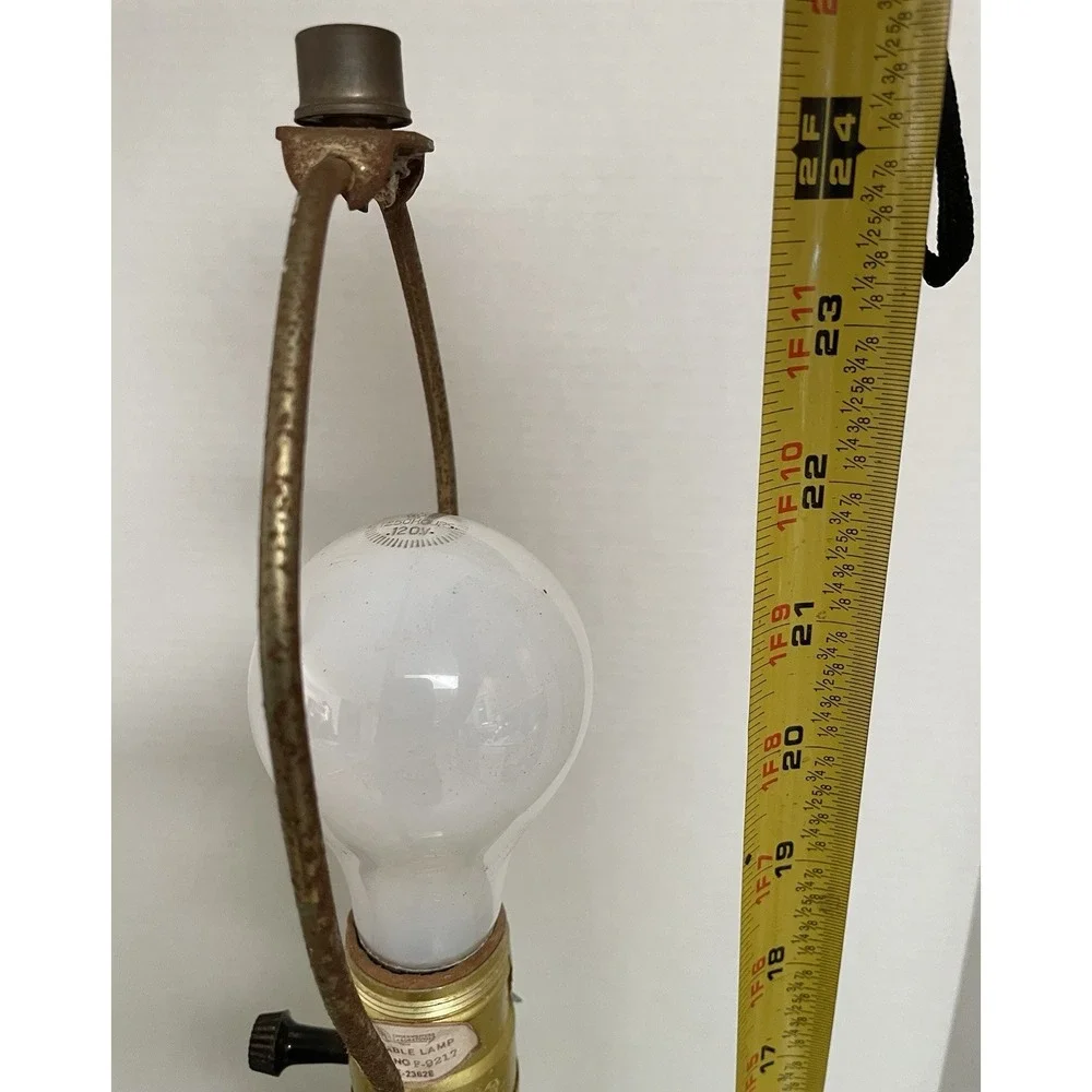 Vtg Green Faux Bamboo Ceramic Lamp‎ 60s MCM Hollywood Regency No Shade